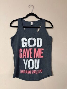 Blake Shelton "God Gave Me You" Graphic Racerback Tank Top - Gray